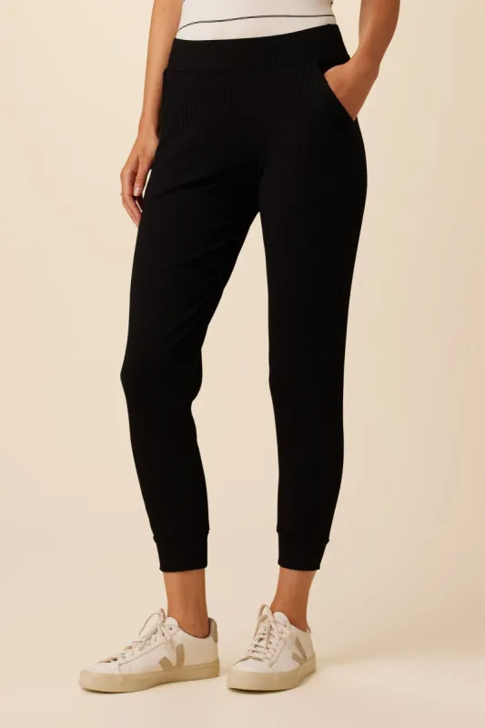 Skylar Paris Rib Joggers - Black - ReAmour sold by Amour Vert