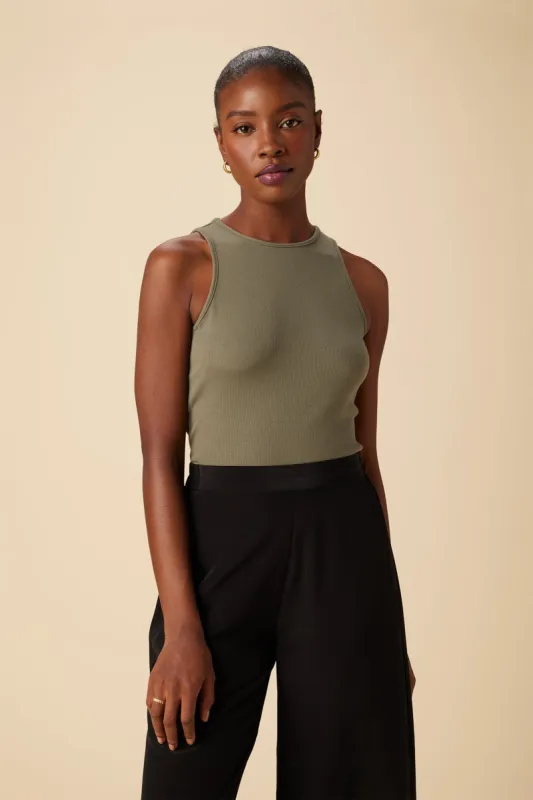 Jillian Dream Rib Tank - Vetiver sold by Amour Vert