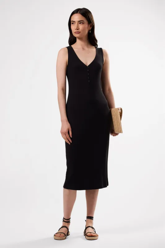 Deacon Organic Cotton Modal Rib Dress - Black sold by Amour Vert