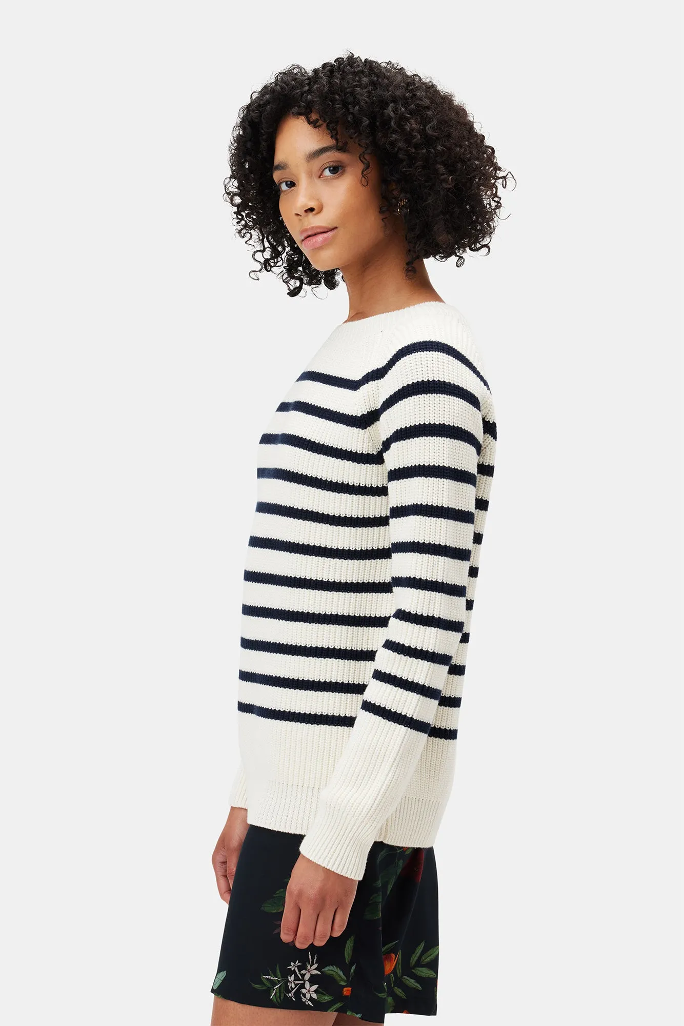 Layla Organic Cotton Sweater - Ivory Navy Stripe sold by Amour Vert product image thumbnail 3