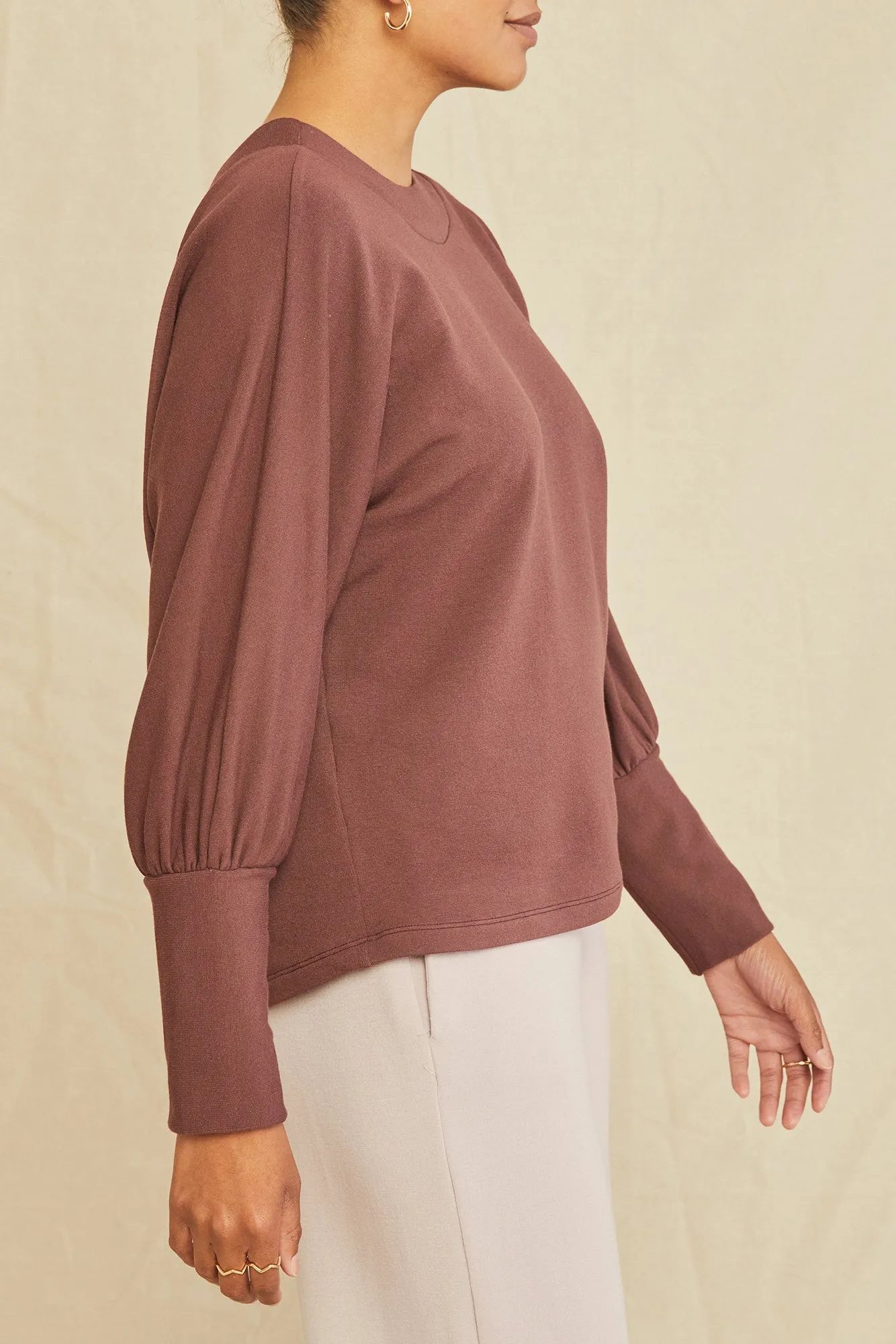 Makenna Luxe Fleece Top - Mocha sold by Amour Vert product image thumbnail 2