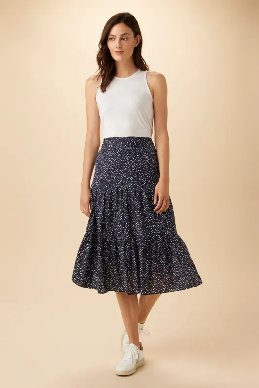 Silas Organic Cotton Midi Skirt - Trieste Dot sold by Amour Vert