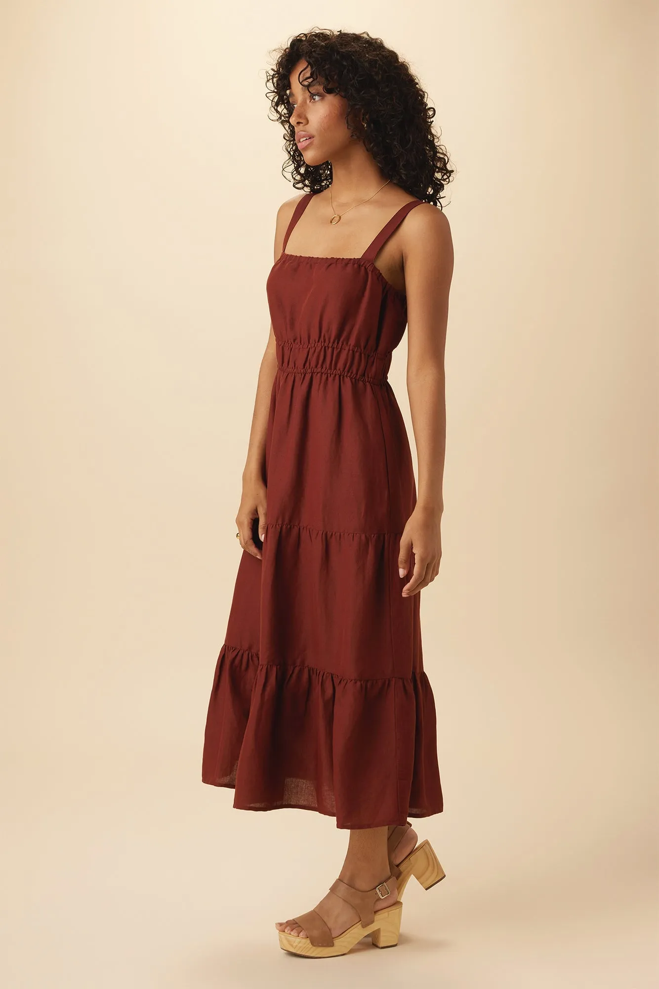Elio Ramie Viscose Midi Dress - Rust - ReAmour sold by Amour Vert product image thumbnail 2