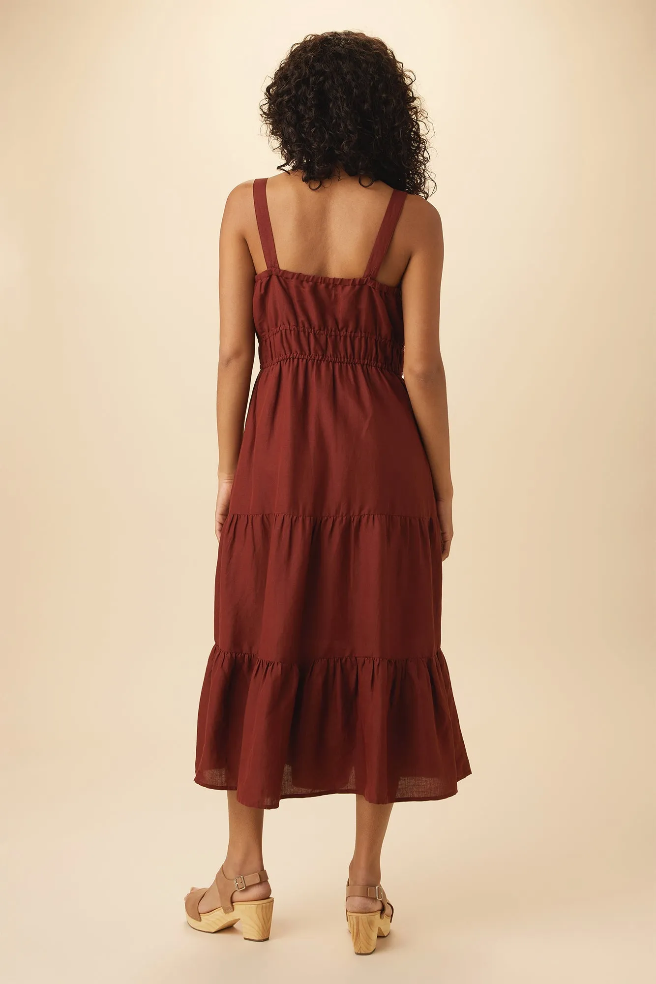 Elio Ramie Viscose Midi Dress - Rust - ReAmour sold by Amour Vert product image thumbnail 3