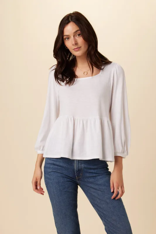 Blake Cotton Slub Blouse - White sold by Amour Vert