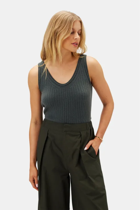 Nora Cashmere Tank - Olive Green sold by Amour Vert