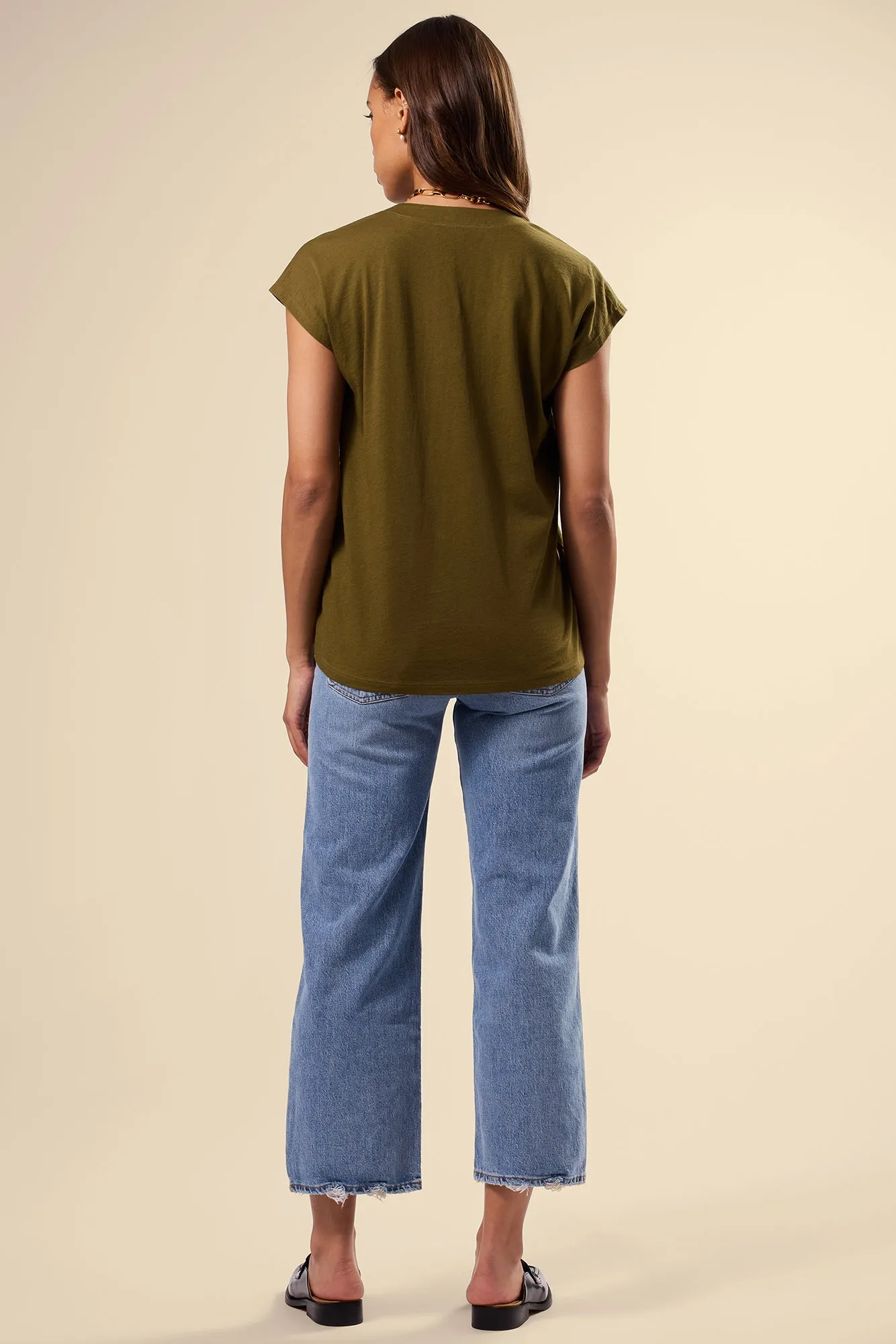 V Neck Solid Tee - Olive Green sold by Amour Vert product image thumbnail 4