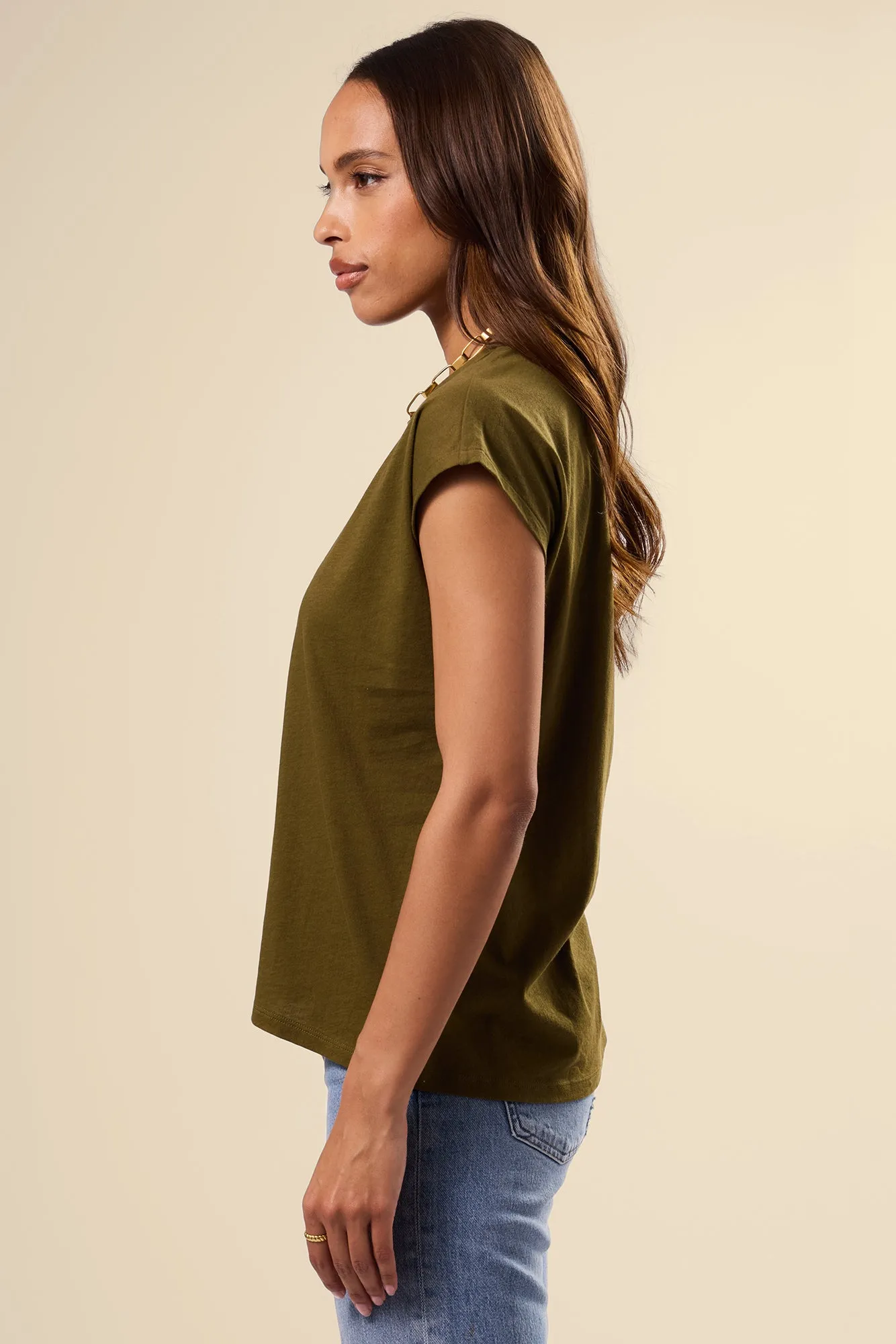 V Neck Solid Tee - Olive Green sold by Amour Vert product image thumbnail 3