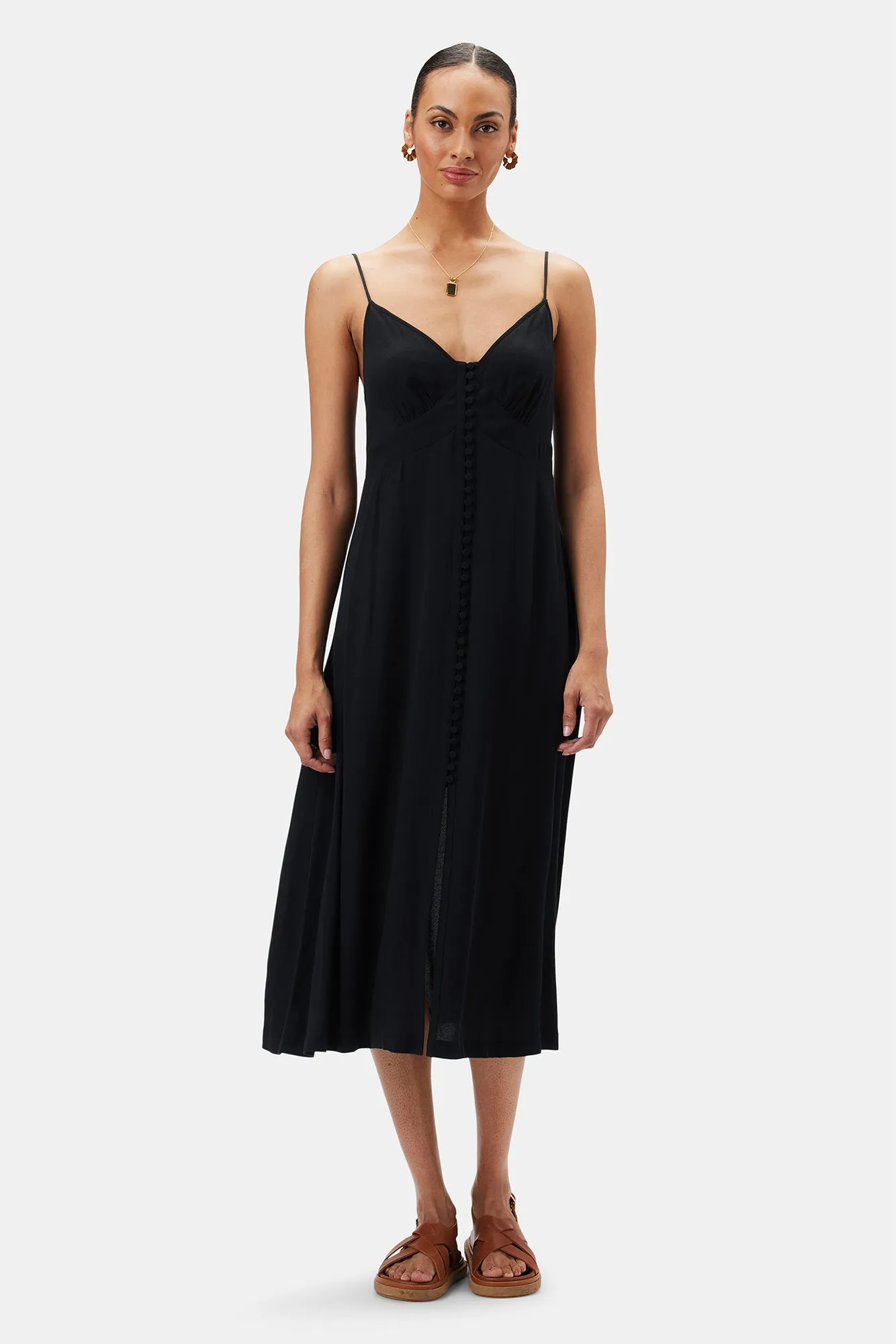 Sara Viscose Crepe Slip Dress - Black sold by Amour Vert