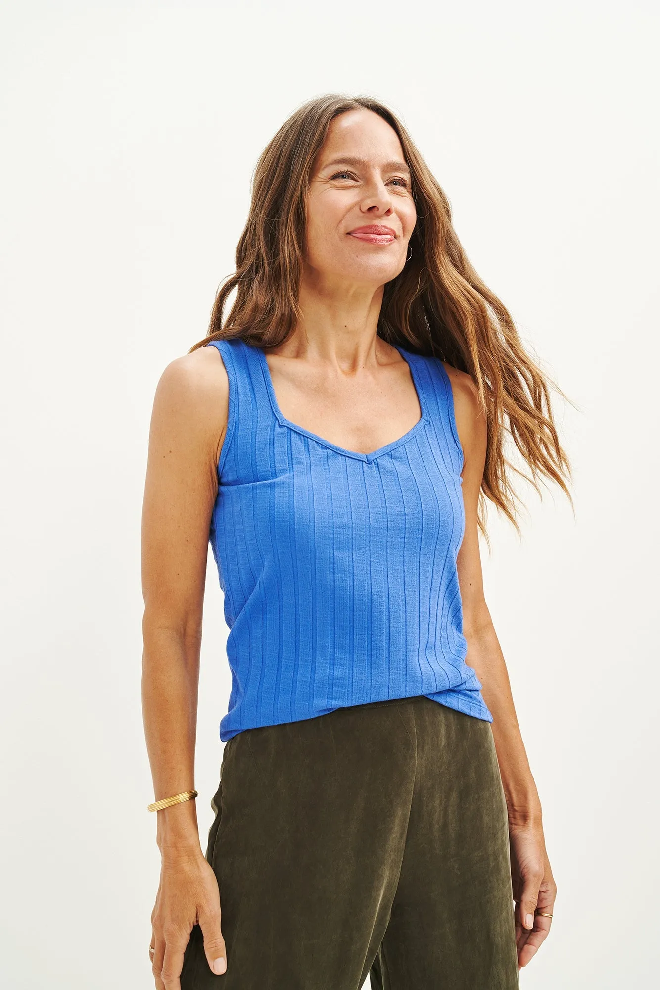 Bettina Ribbed Tank - Lapis sold by Amour Vert