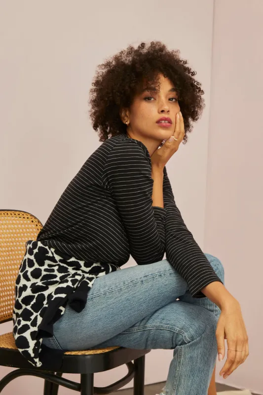 Marley Long Sleeve Tee - Nissi Stripe Black sold by Amour Vert