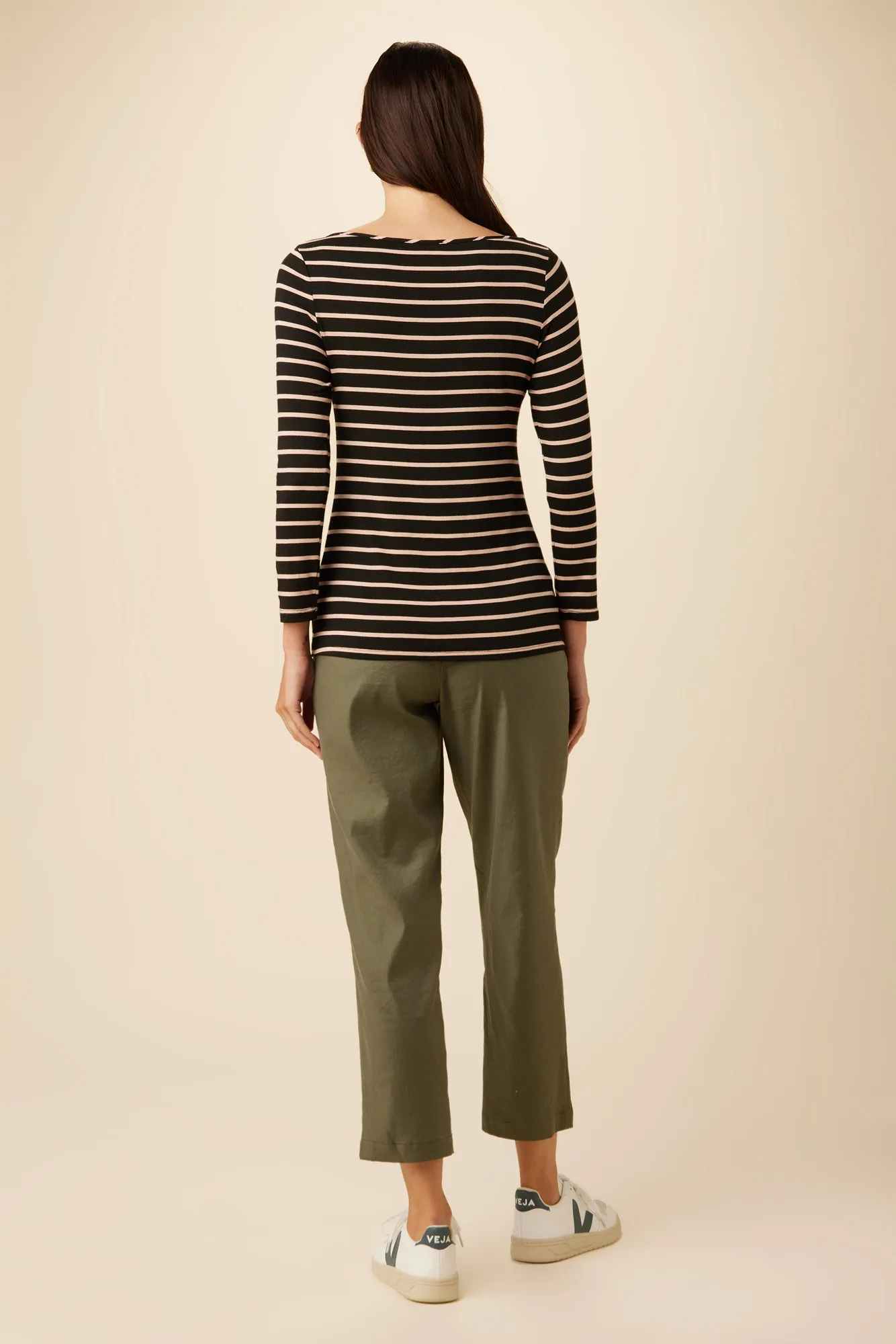 Francoise 3/4 Sleeve Modal Tee - Harbor Black and Soft Pink - ReAmour sold by Amour Vert product image thumbnail 3