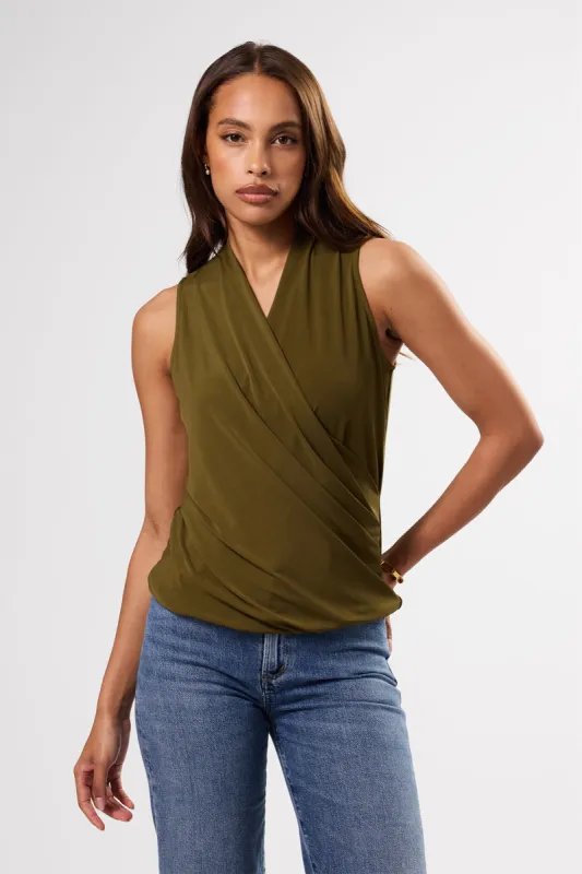 Calais Stretch Knit Tank - Olive Green sold by Amour Vert