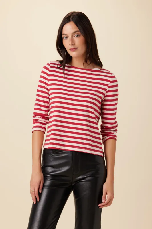 Cecelia Long Sleeve Reverie Knit Tee - Zinnia and Ivory - ReAmour sold by Amour Vert