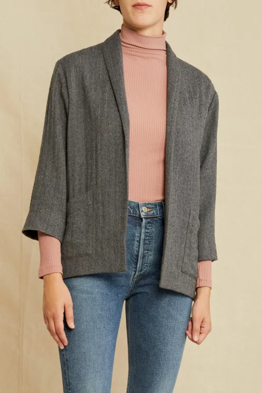 Viva Wool Jacket - Herringbone Grey sold by Amour Vert