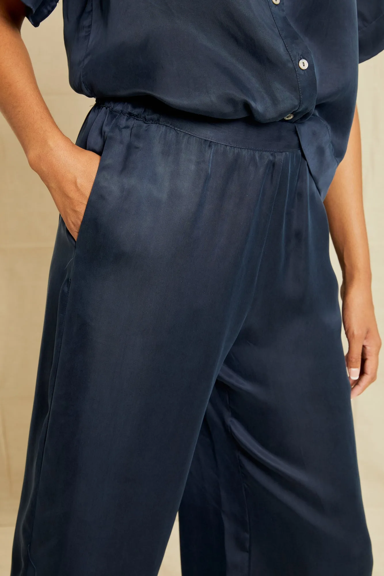 Mabel Cottonseed Cupro Pajama Pants - Navy sold by Amour Vert product image thumbnail 4