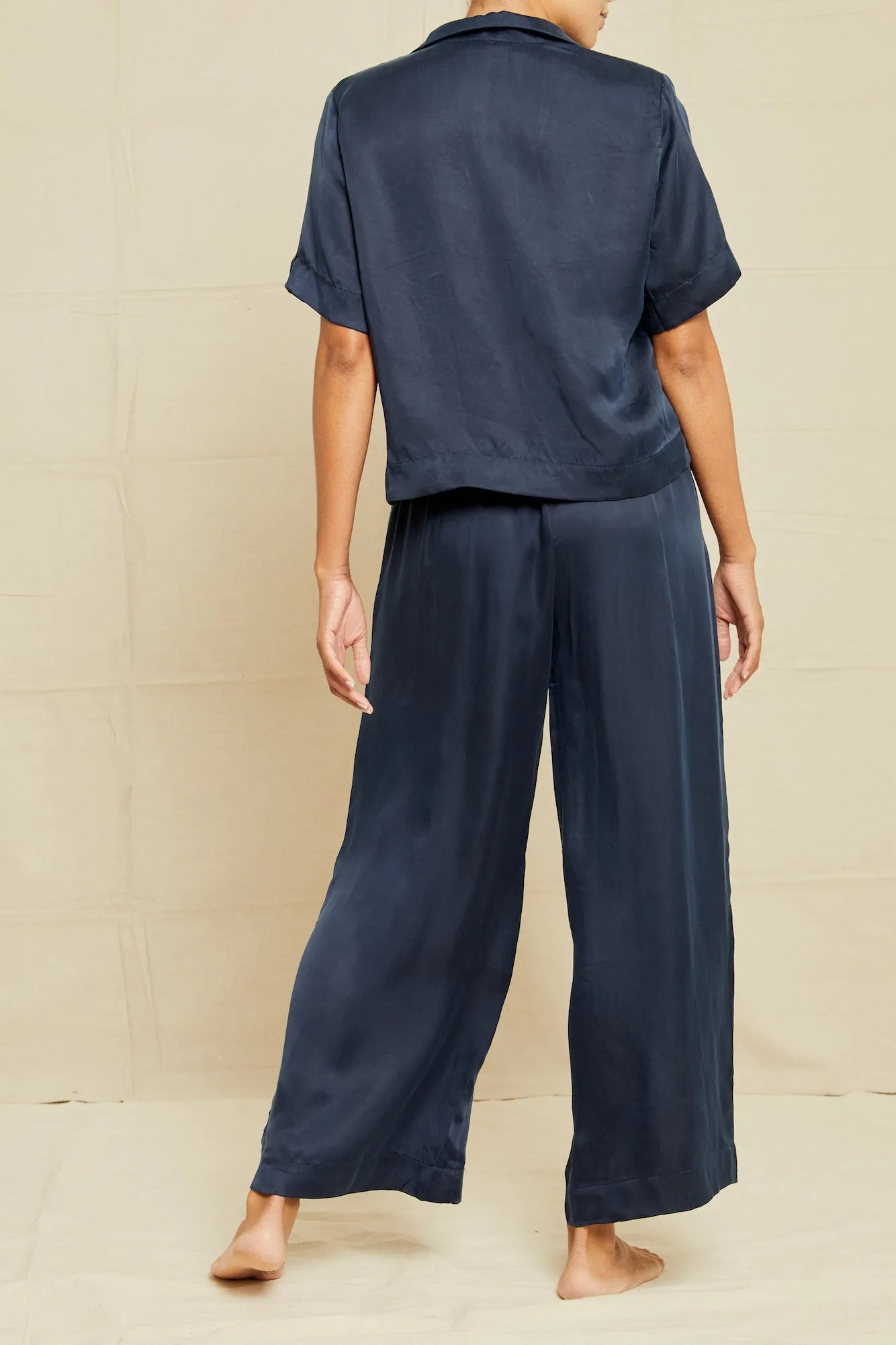 Mabel Cottonseed Cupro Pajama Pants - Navy sold by Amour Vert product image thumbnail 3