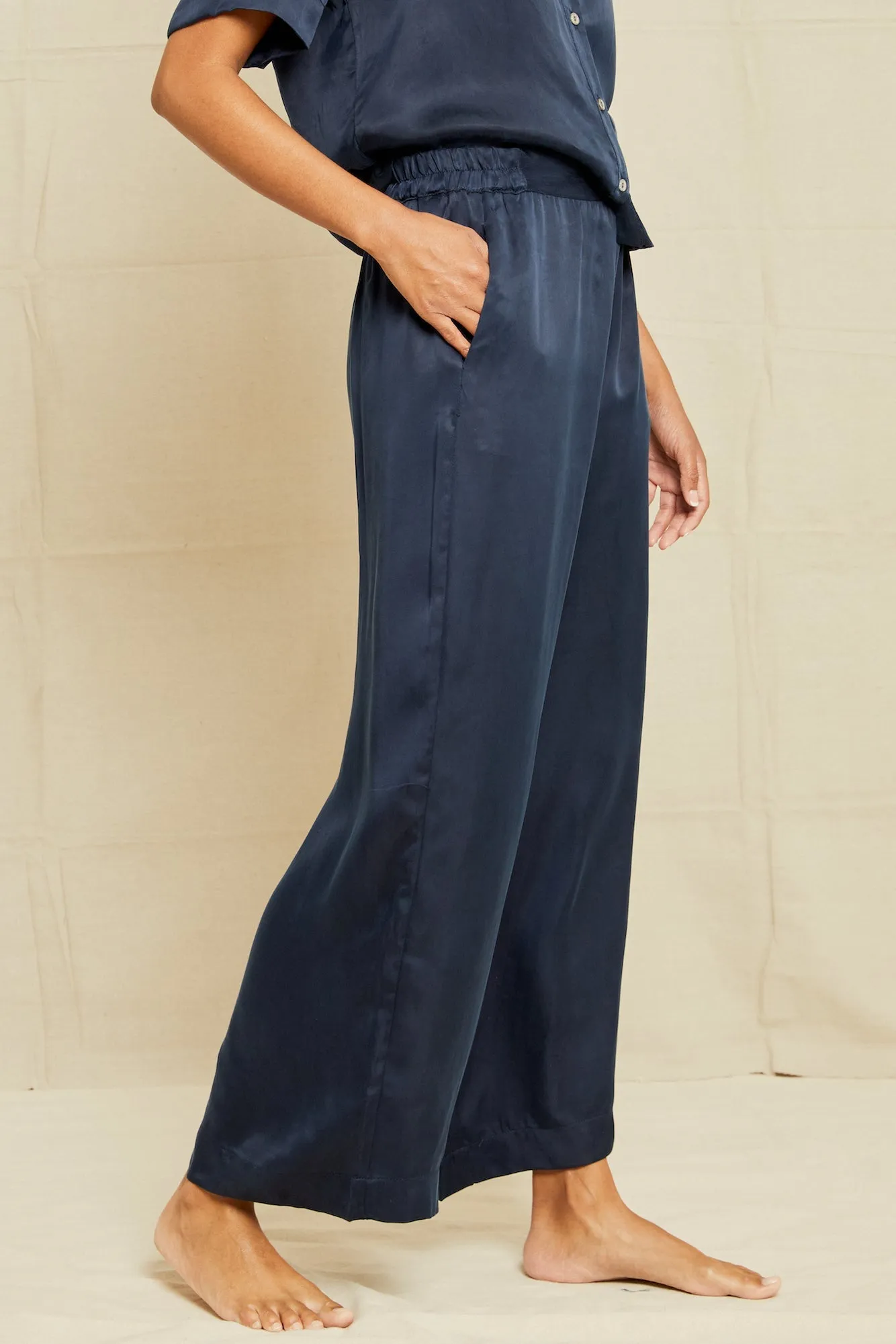 Mabel Cottonseed Cupro Pajama Pants - Navy sold by Amour Vert product image thumbnail 2