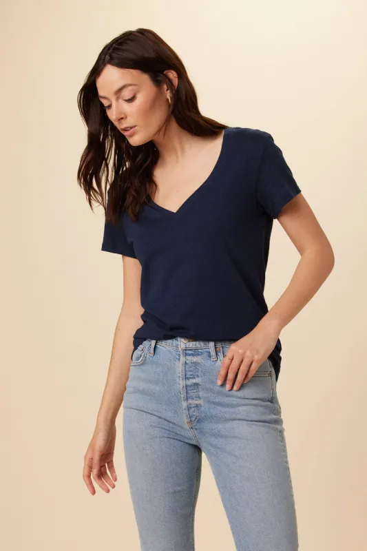 Joline Reverie Slub Tee - Navy Slub sold by Amour Vert