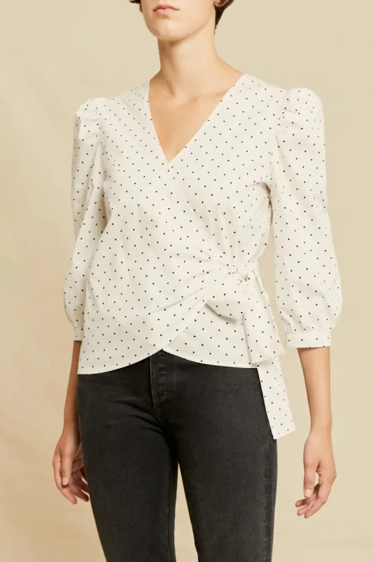 Linette Upcycled Cotton Blouse - Polka Dot sold by Amour Vert