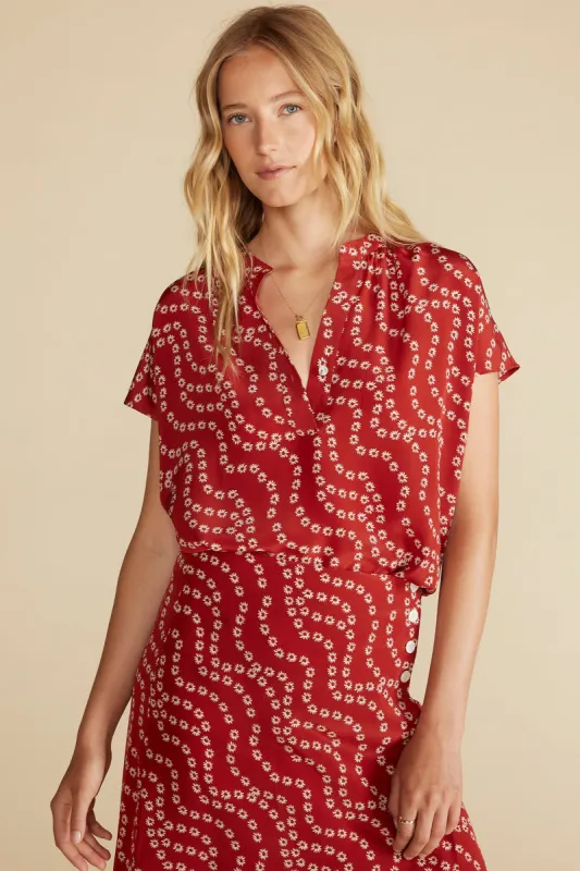 Renata Washable Silk Blouse - Rust Vannes Floral Print sold by Amour Vert