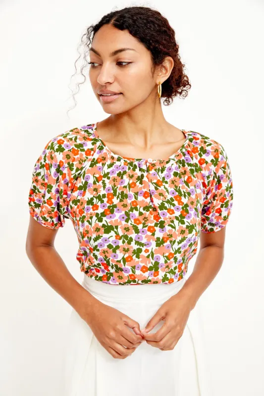 Lotta Washable Silk Blouse - Seaside Floral sold by Amour Vert