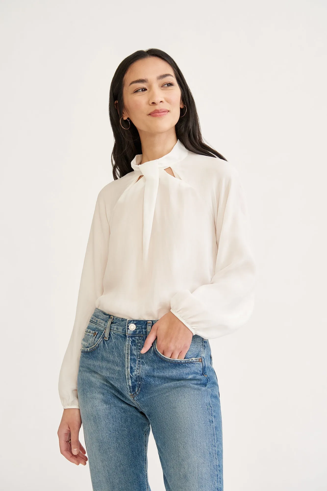 Papillon Cottonseed Cupro Blouse - Ivory - ReAmour sold by Amour Vert