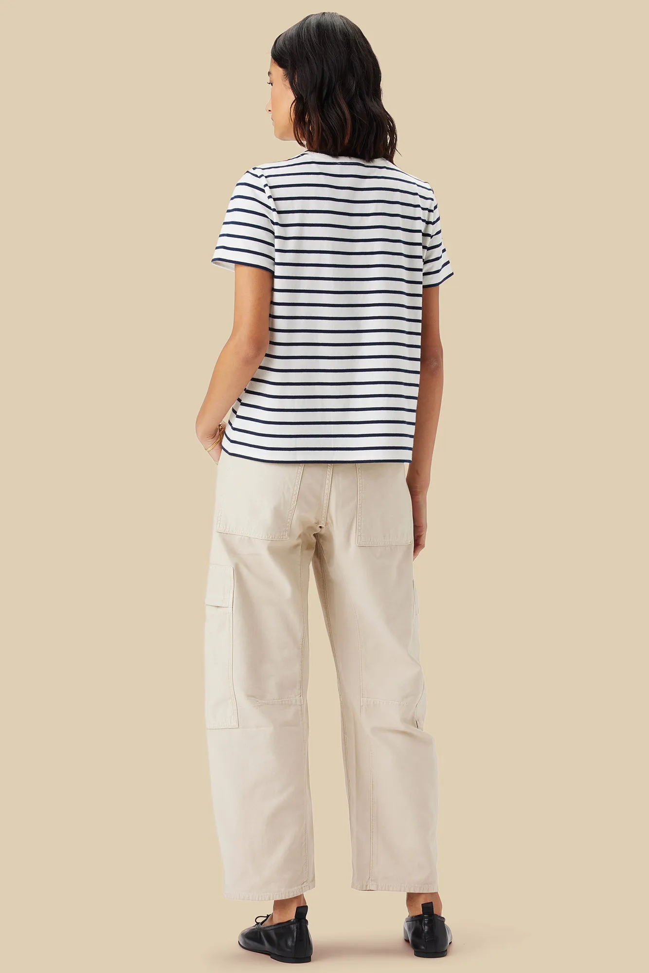 Berkeley Organic Cotton Tee - Ivory Navy Blue Stripe sold by Amour Vert product image thumbnail 4