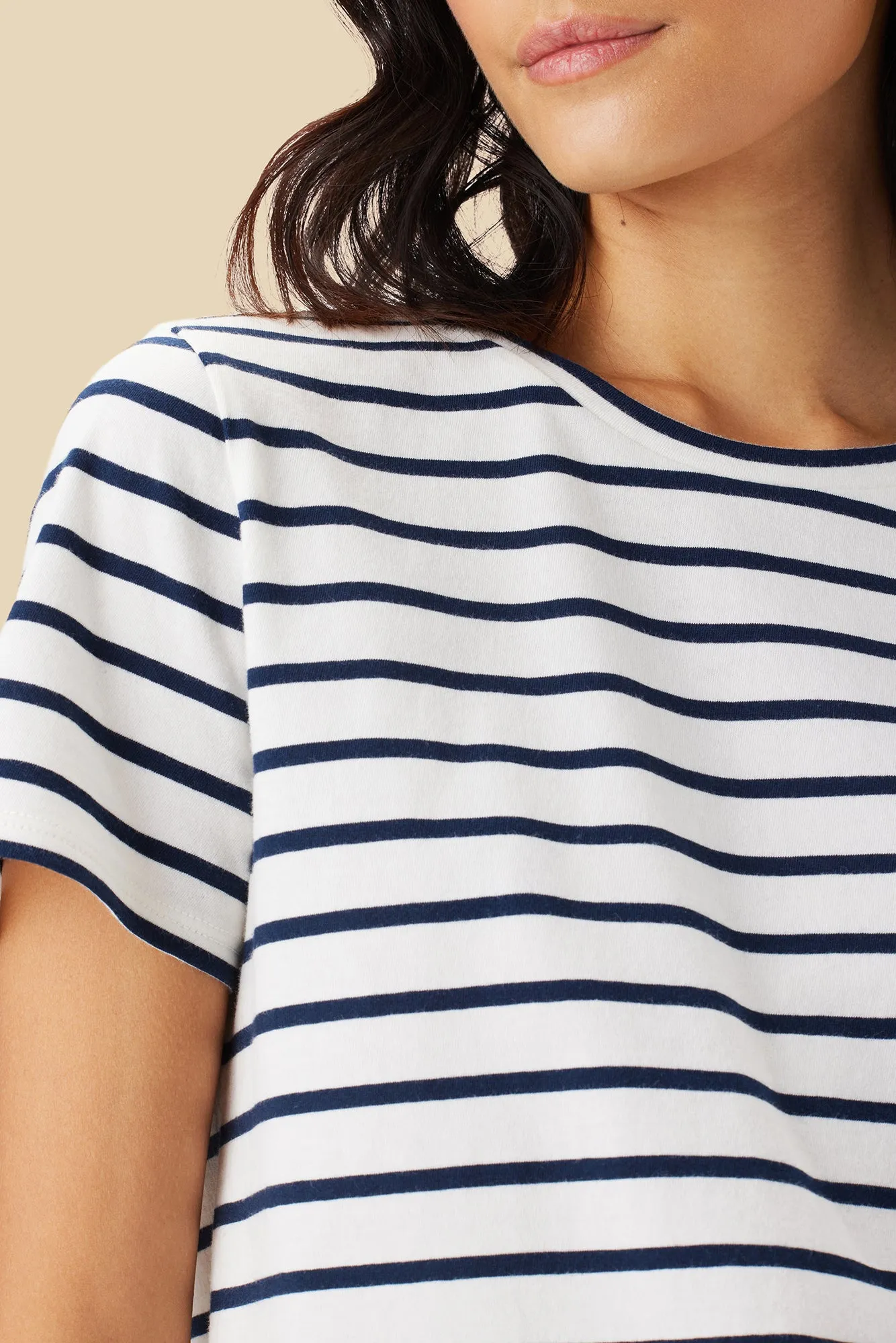 Berkeley Organic Cotton Tee - Ivory Navy Blue Stripe sold by Amour Vert product image thumbnail 2