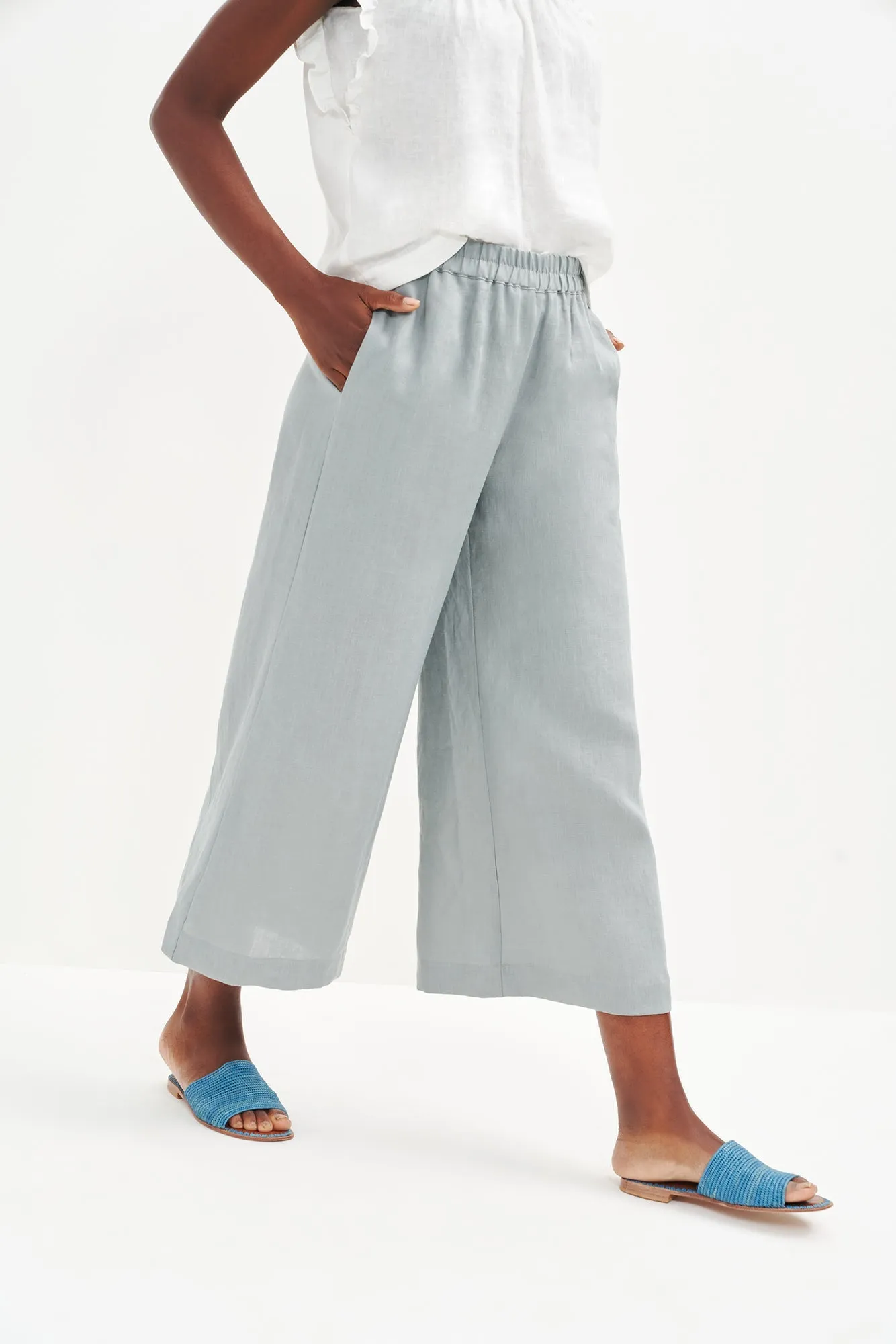 Salice Linen Pants - Eucalyptus sold by Amour Vert product image thumbnail 3