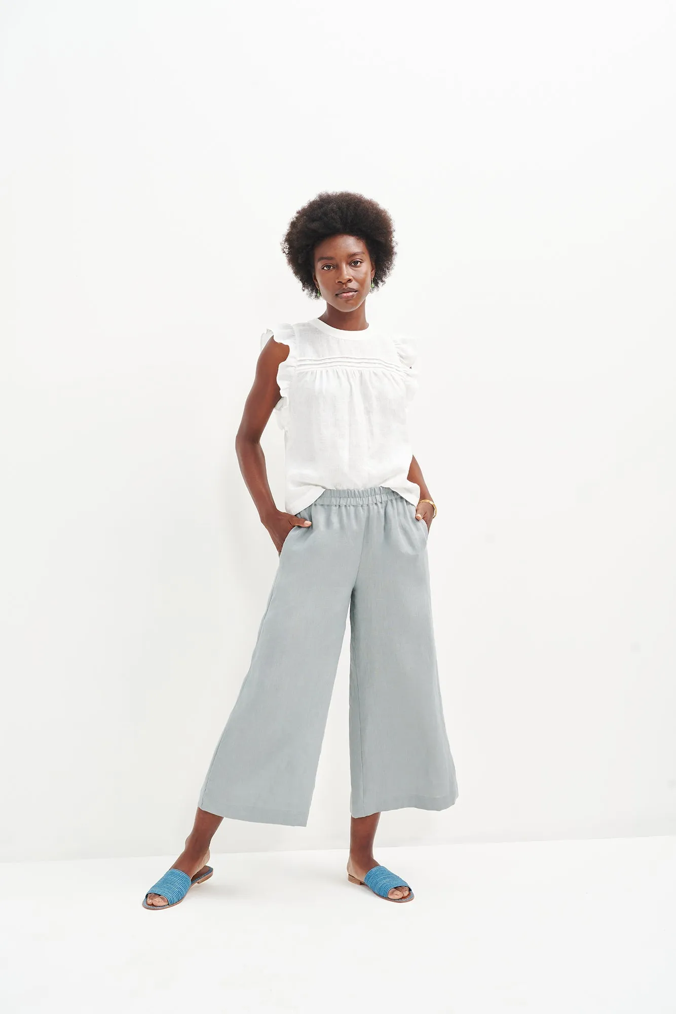 Salice Linen Pants - Eucalyptus sold by Amour Vert