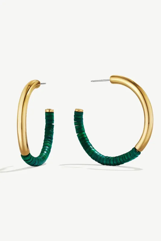 SOKO Karamu Hoop Earrings - Green / Gold sold by Amour Vert