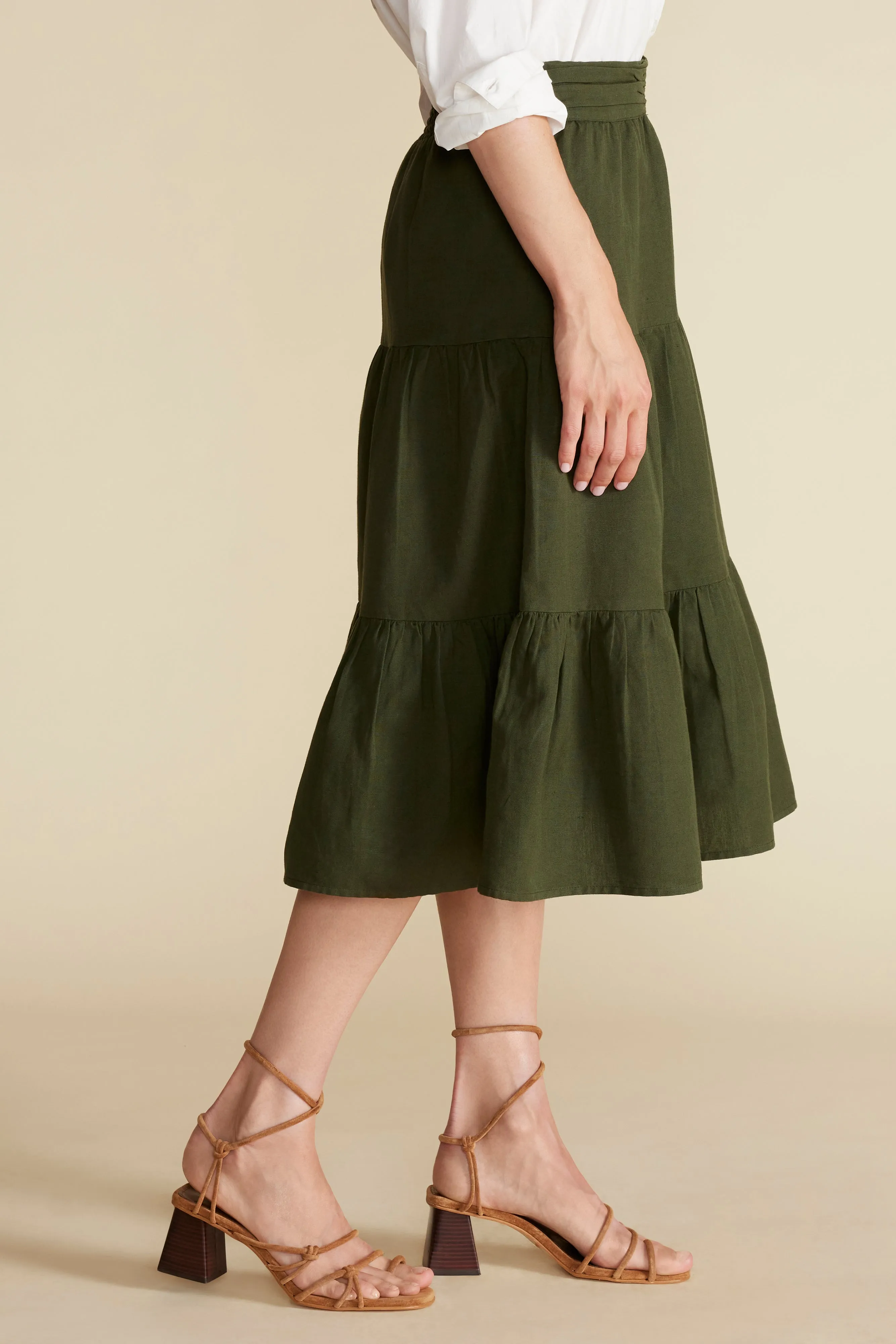 Silas Cotton Linen Skirt - Olive Green sold by Amour Vert product image thumbnail 3