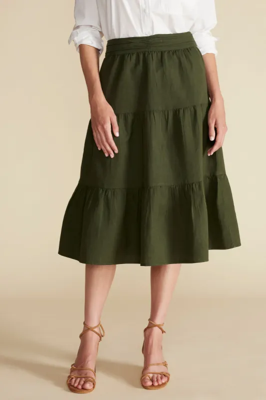 Silas Cotton Linen Skirt - Olive Green sold by Amour Vert