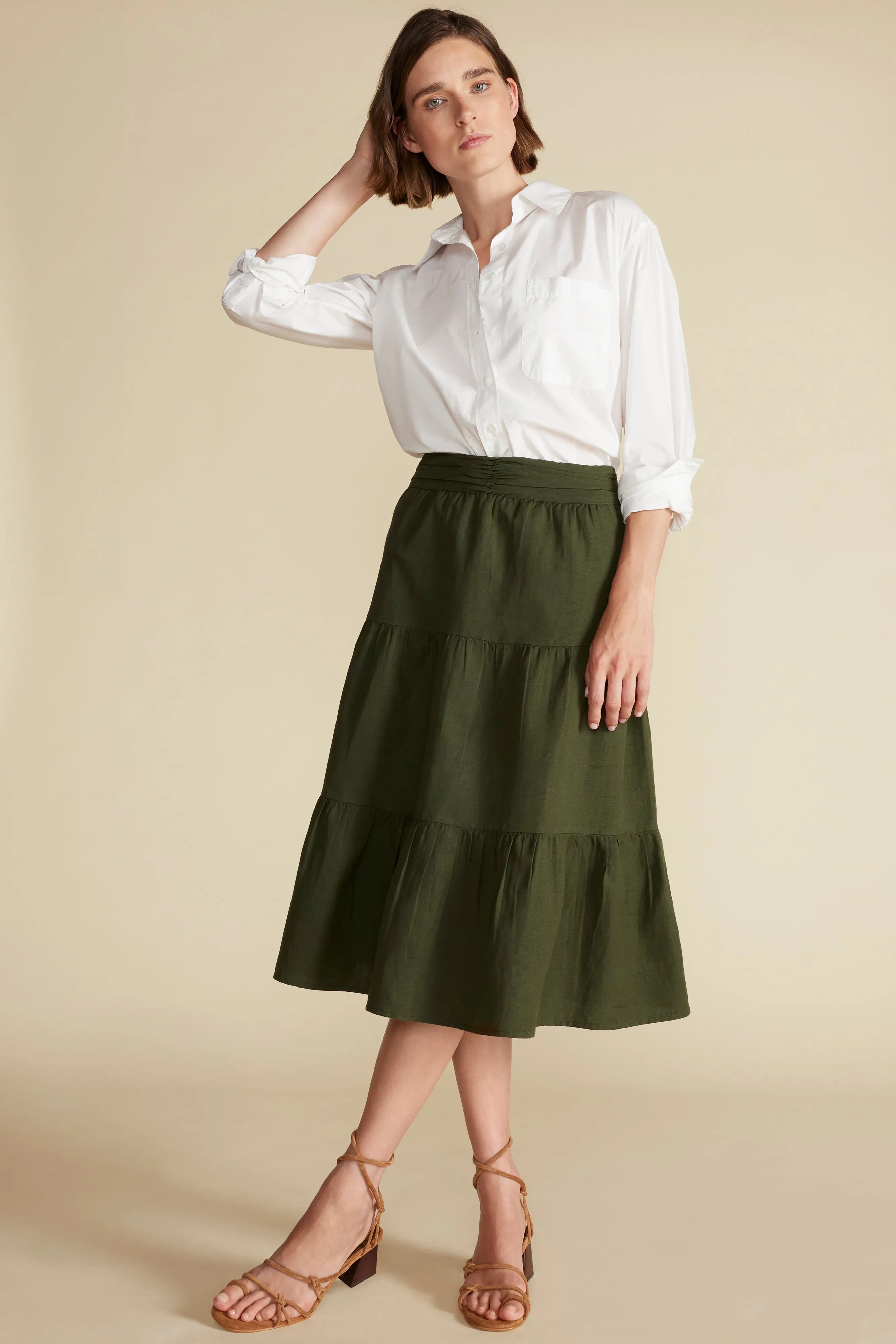 Silas Cotton Linen Skirt - Olive Green sold by Amour Vert product image thumbnail 2
