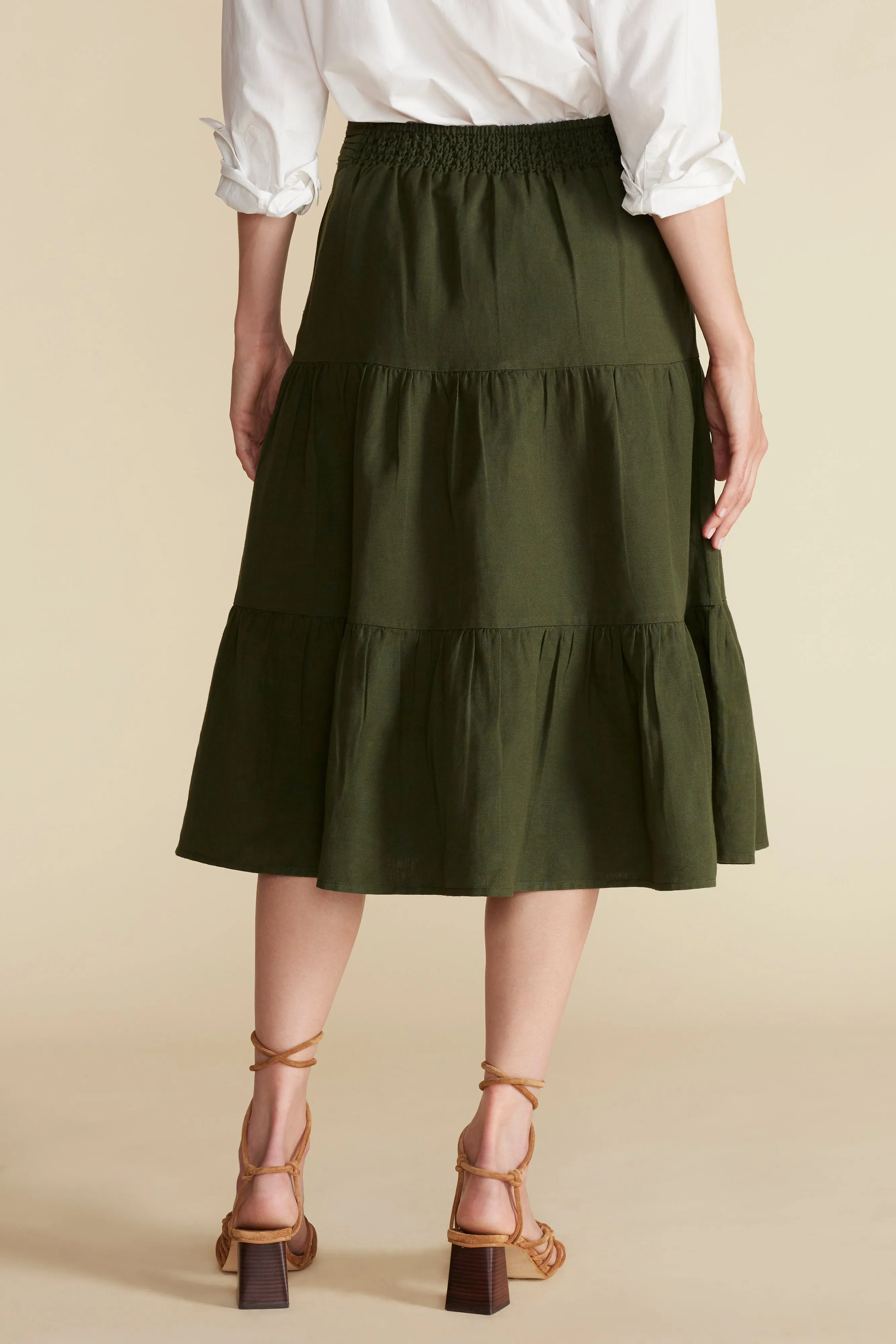 Silas Cotton Linen Skirt - Olive Green sold by Amour Vert product image thumbnail 4