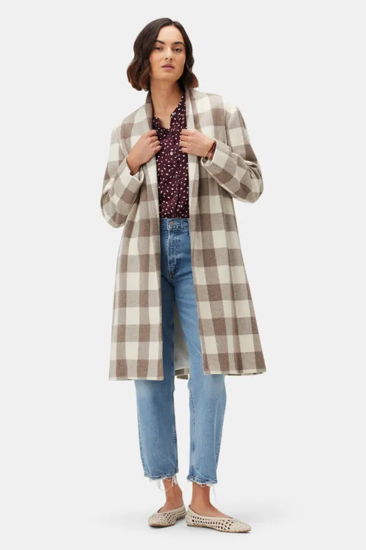 Zuly Wool Twill Coat - Natural Buffalo Check sold by Amour Vert