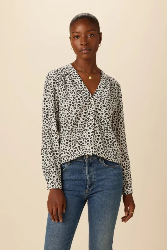 Kaya Washable Silk Blouse - Tiger Eye Silver sold by Amour Vert