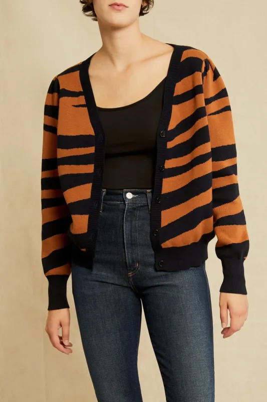 Tessa Organic Cotton Cardigan - Rust Black sold by Amour Vert