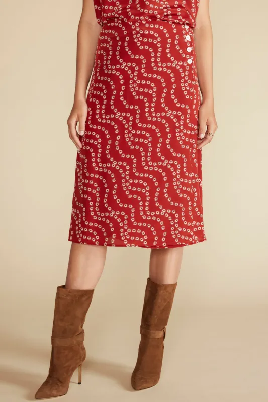 Gabrielle Washable Silk Wrap Skirt - Rust Vannes Floral Print sold by Amour Vert