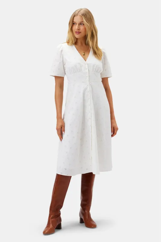 Violette Organic Cotton Eyelet Dress - White sold by Amour Vert