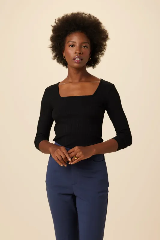Corsica Paris Rib Top - Black sold by Amour Vert