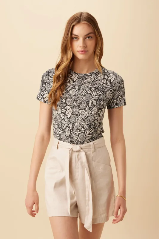 Eleanor Viscose Knit Tee - Nina Black sold by Amour Vert