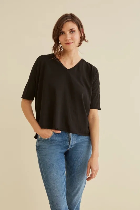 Rhoda Cotton Tee - Black - ReAmour sold by Amour Vert