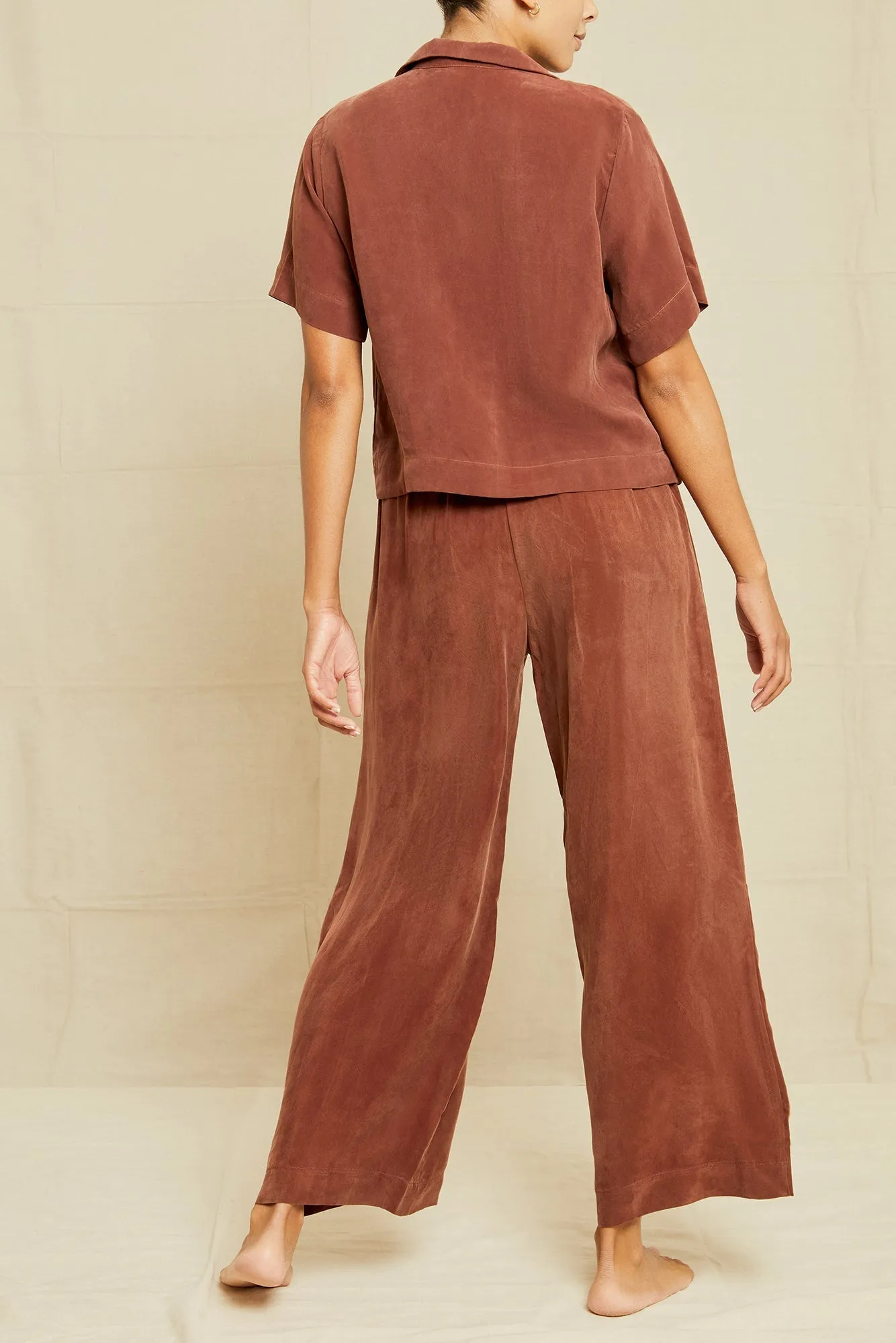 Mabel Cottonseed Cupro Pajama Pants - Earth - ReAmour sold by Amour Vert product image thumbnail 3