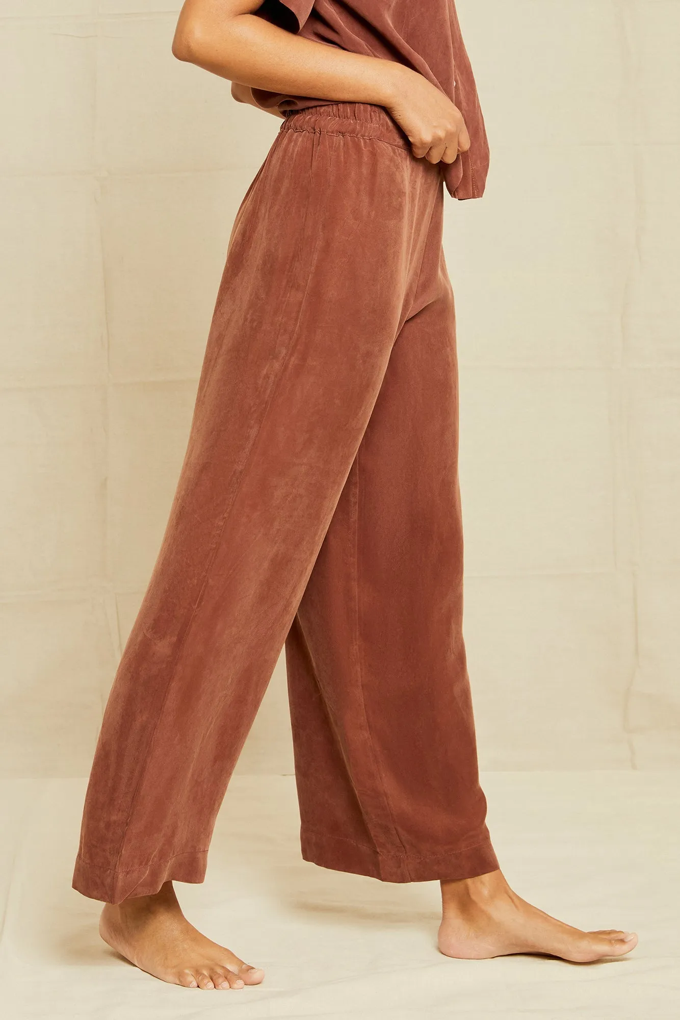 Mabel Cottonseed Cupro Pajama Pants - Earth - ReAmour sold by Amour Vert product image thumbnail 2