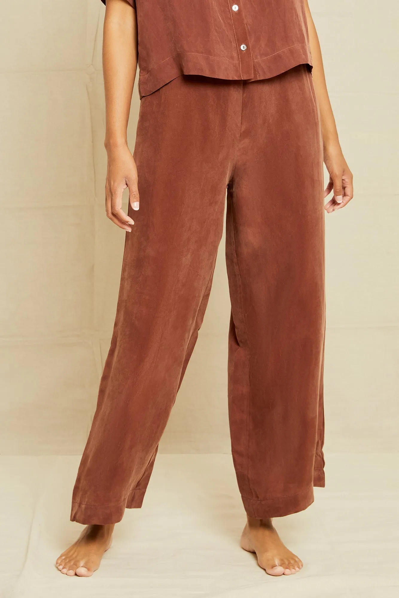 Mabel Cottonseed Cupro Pajama Pants - Earth - ReAmour sold by Amour Vert