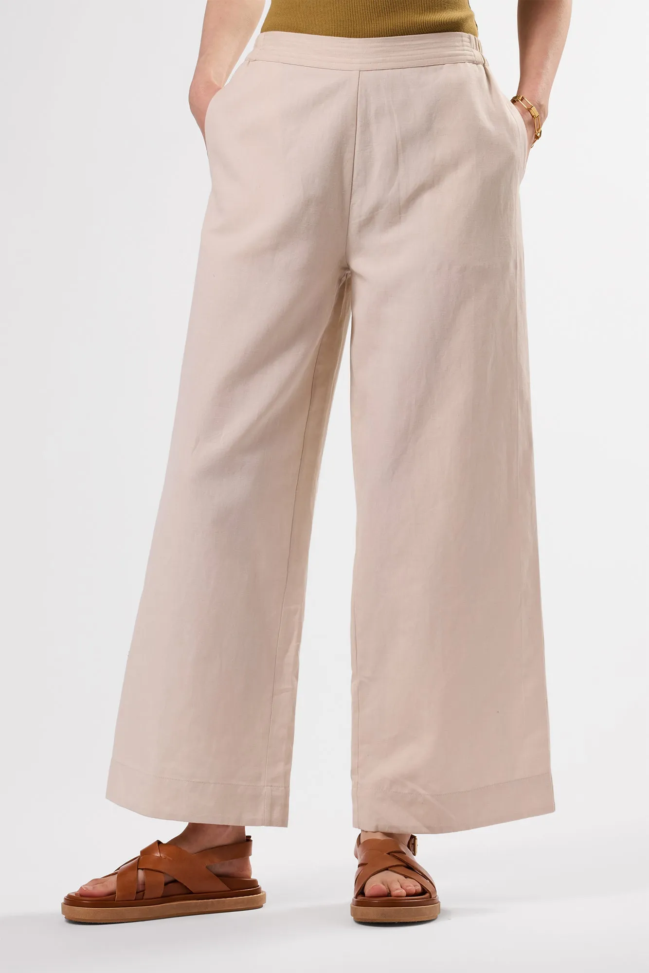 Malia Cotton Linen Pant - Natural sold by Amour Vert