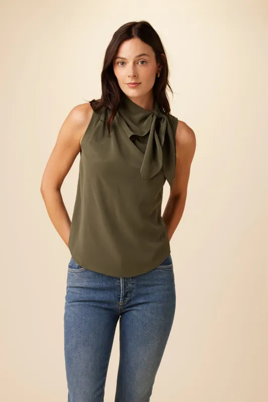 Leyna Washable Silk Blouse - Olive sold by Amour Vert