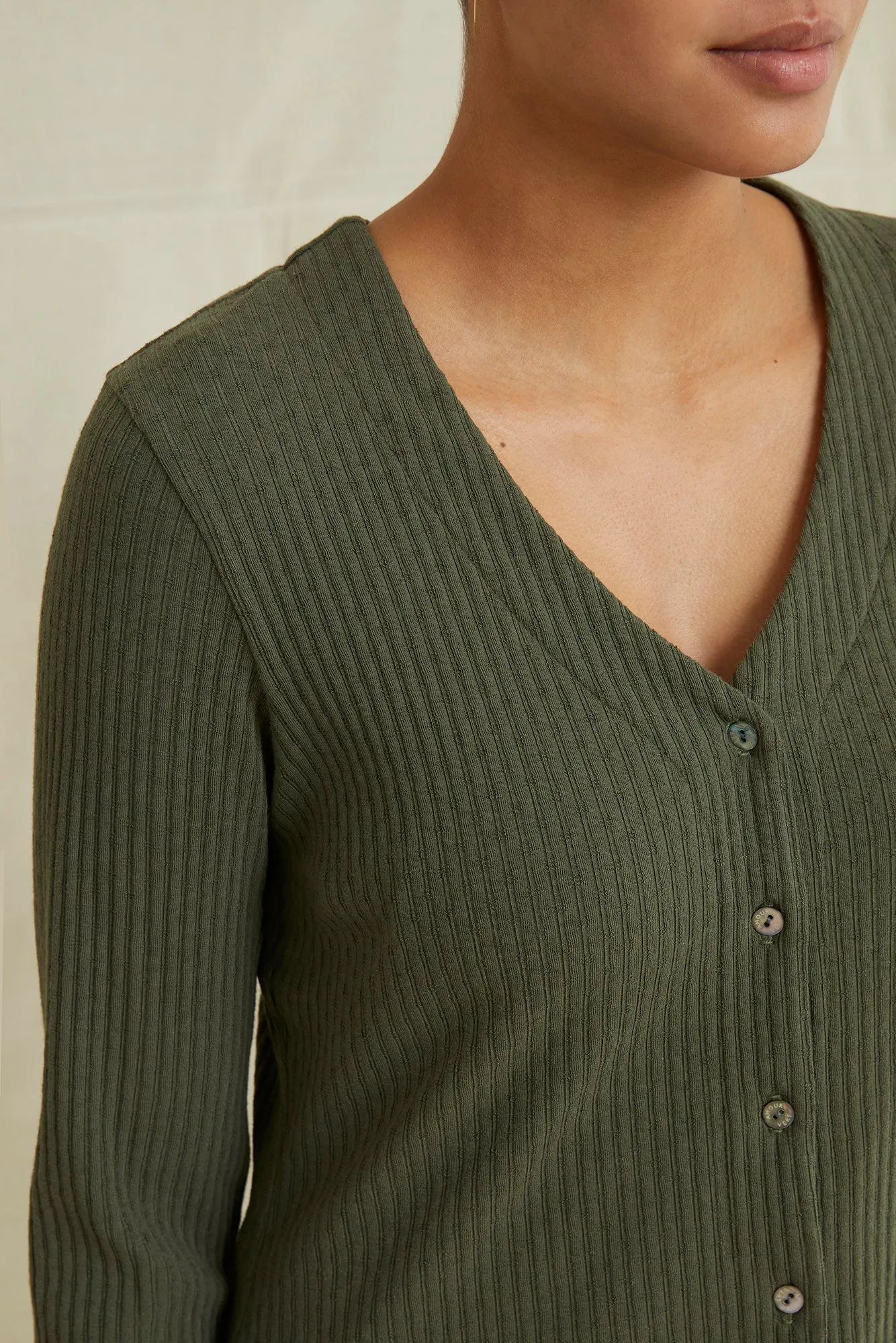 Bridgette Pointelle Rib Cardigan - Calla Green - ReAmour sold by Amour Vert product image thumbnail 4